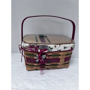 Longaberger 2008 Christmas Collection Wrap It Up Basket w/ Lid, Liner, protector